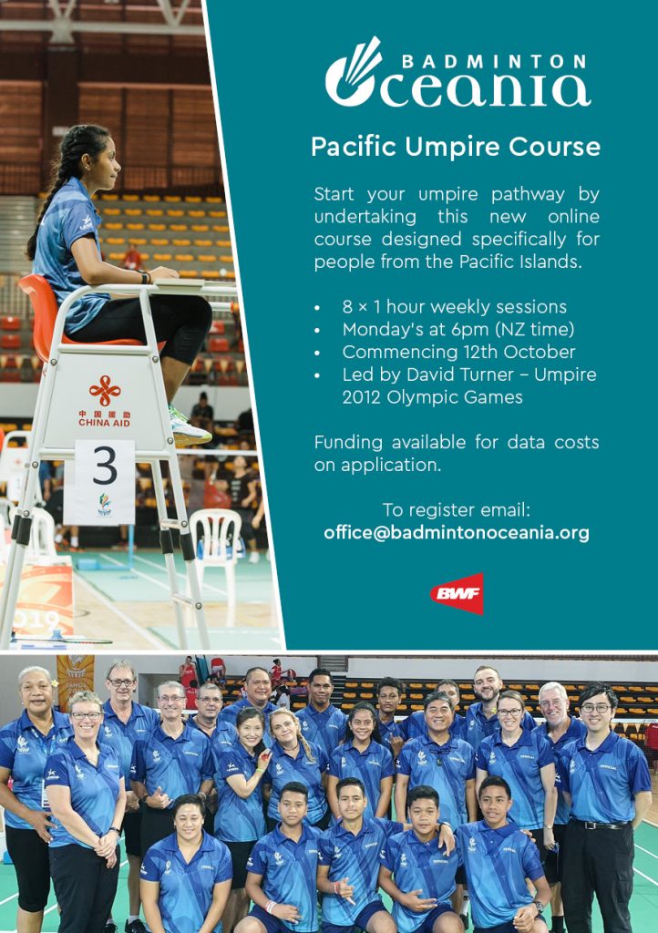 Badminton Oceania launching Pacific Umpire Course in October 2020