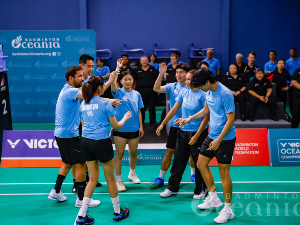 Fiji cheers at the start of the VICTOR Oceania Mixed Team Championships