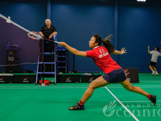 VICTOR Oceania Championships 2025 Number three seeded player hits shuttle in badminton match