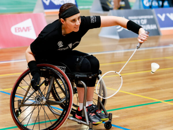 Mischa reaches for shuttle in match