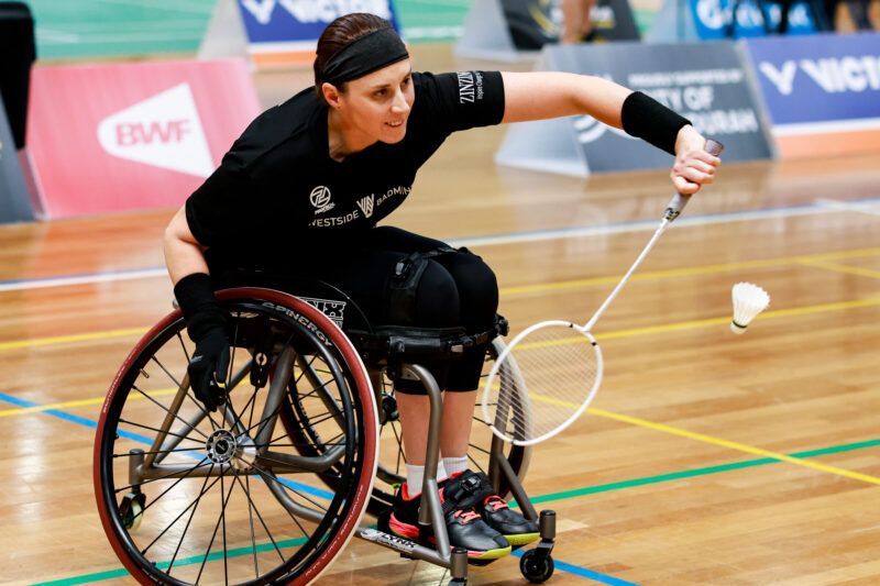 Mischa reaches for shuttle in match