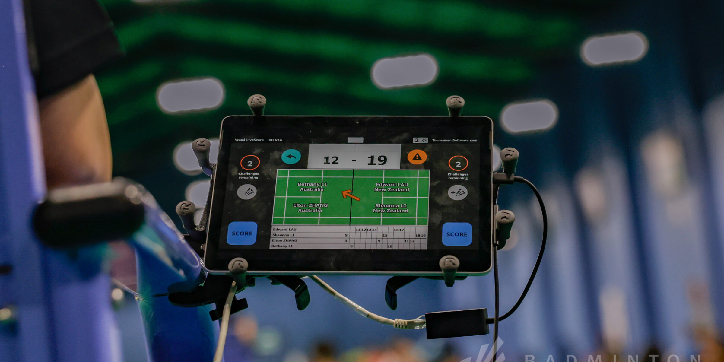 Tablet shows score in match