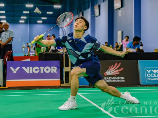 VICTOR Oceania Championships 2025 Ricky Tang hitting shuttle