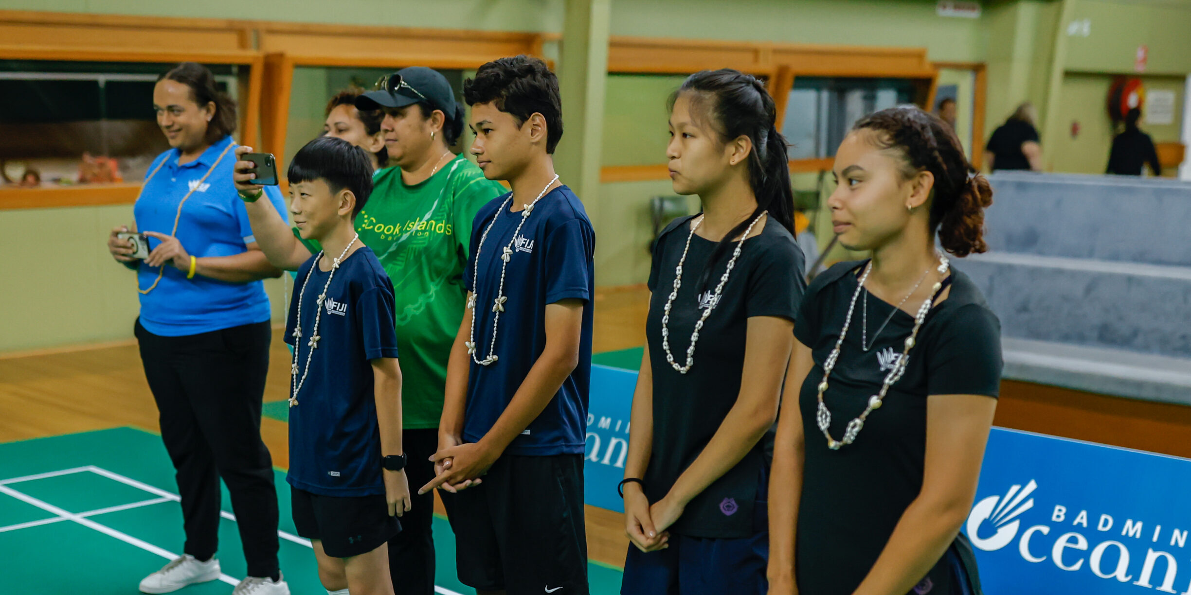 Oceania Championships (individual events) Fiji players line up before match