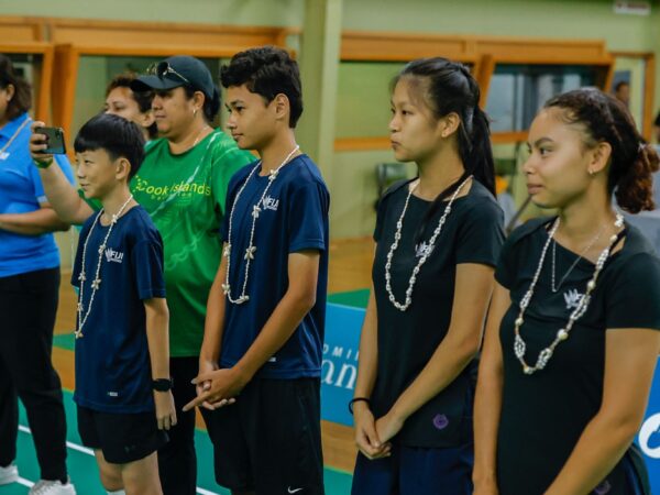 Fiji players line up before match