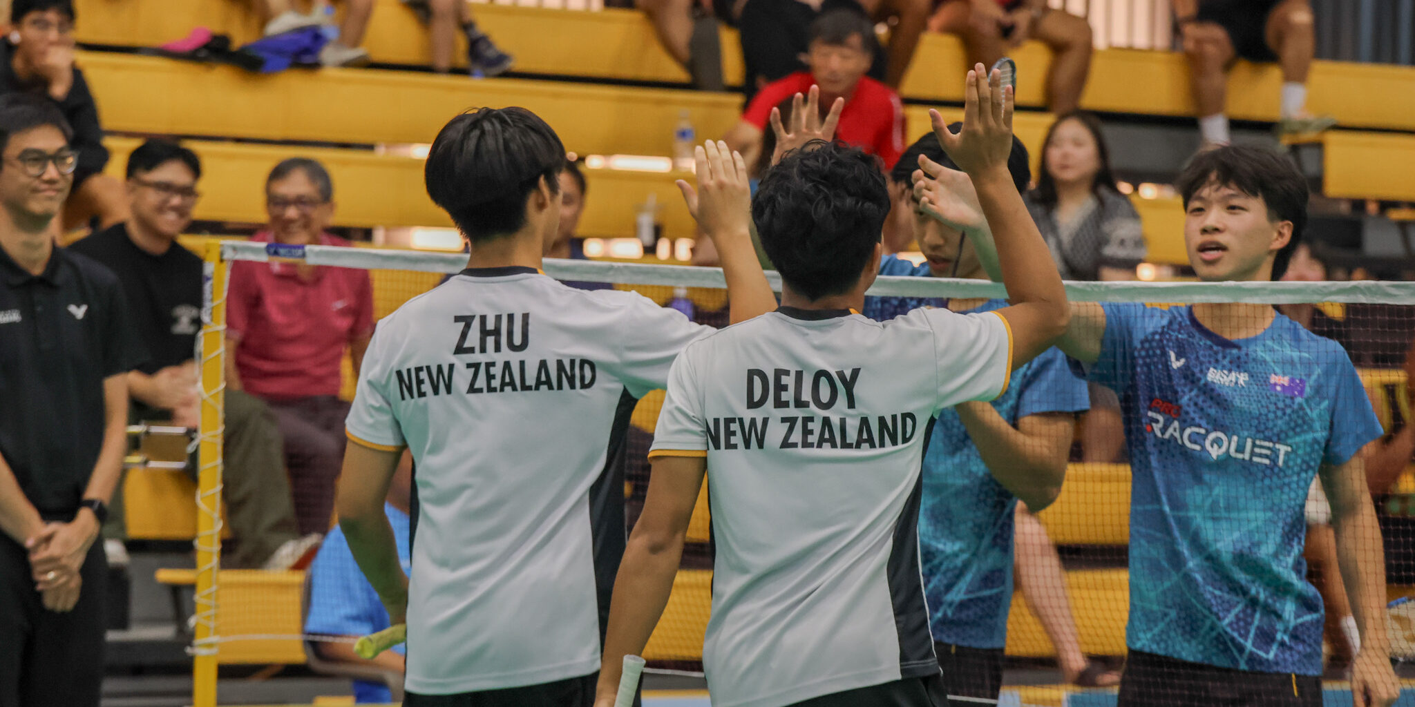 championscrowned champions high five opponents