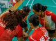 tahiti team huddle before badminton match