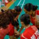 tahiti team huddle before badminton match